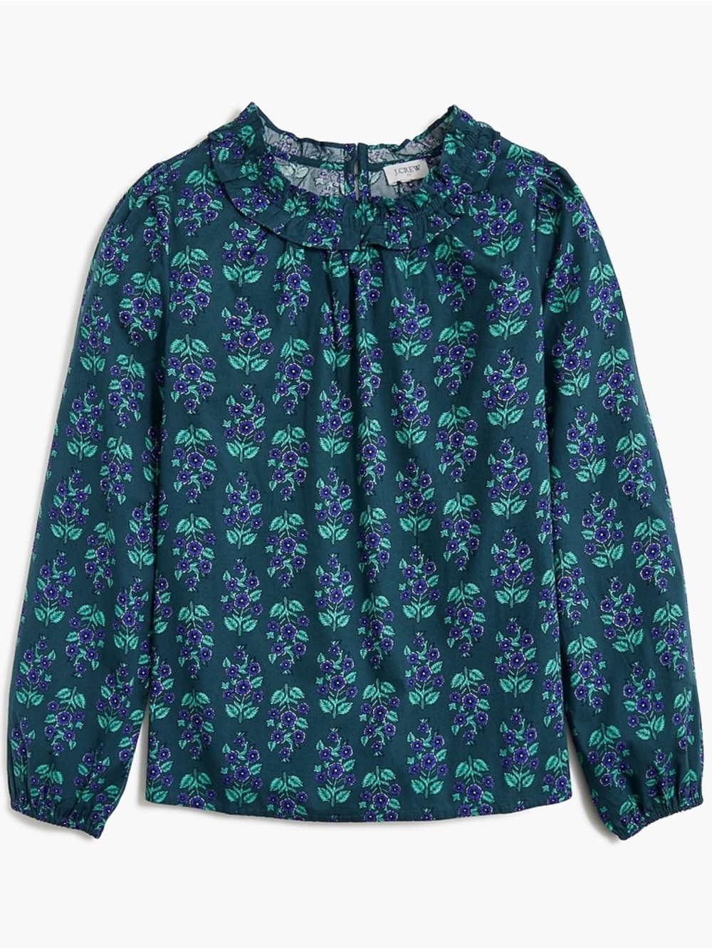 J.Crew Factory long-sleeve ruffleneck poplin blouse Medium